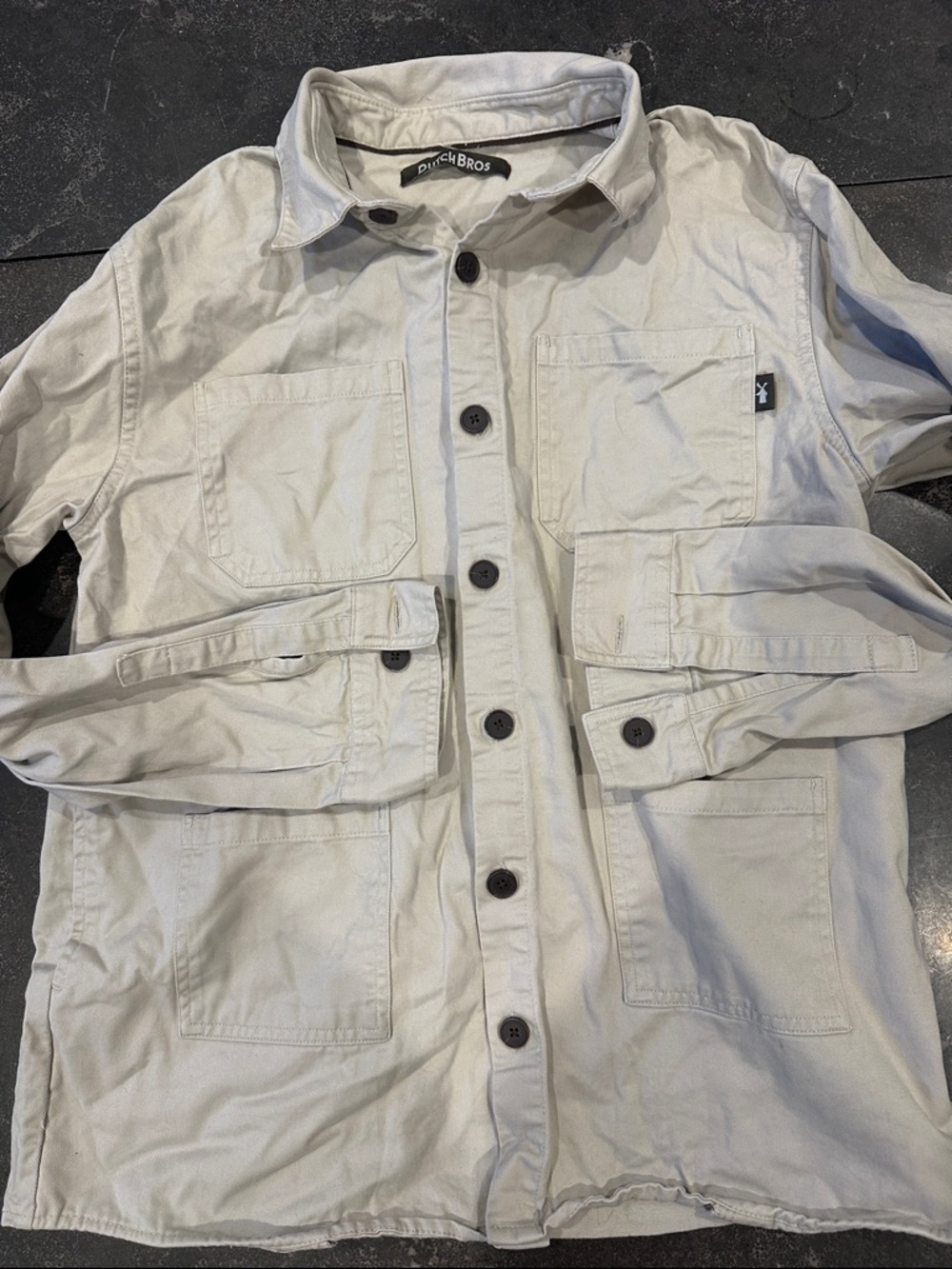 Dutch Bros Men's Light Beige Casual Button-Down Shirt
